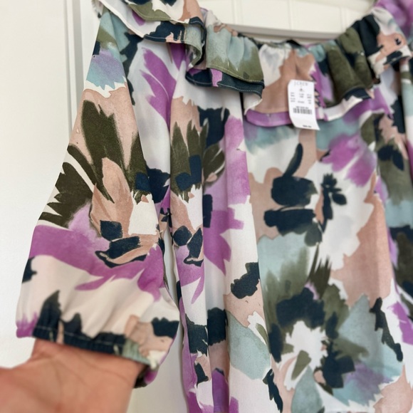 NWT J.Crew Floral Printed Off The Shoulder Ruffle Blouse Sz XS - Picture 8 of 11